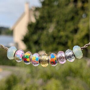 Nine Faceted Murano Glass Beads, Fits Pandora